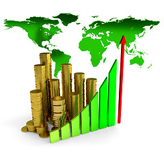 Image showing Business chart over earth map