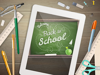 Image showing Back to school illustration with tablet. EPS 10