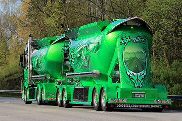 Image showing Show Truck Highway Hero of Kuljetus Auvinen on the Road