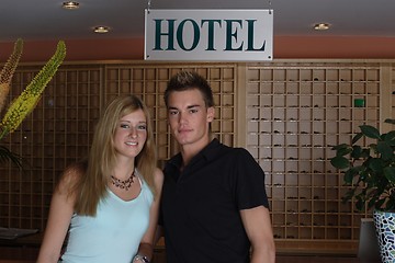 Image showing Couple standing at reception