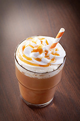 Image showing glass of caramel latte coffee