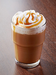 Image showing glass of caramel latte coffee