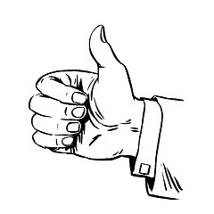 Image showing Gesture is great hand thumb quality hitchhiking retro line art 