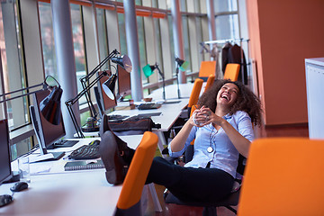 Image showing relaxed  business woman have coffee break