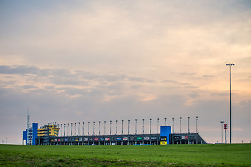 Image showing Kansas Speedway in Kansas City KS at sunrise