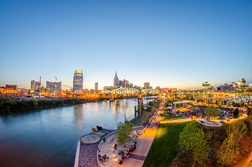 Image showing Nashville Tennessee downtown skyline at Shelby Street Bridge