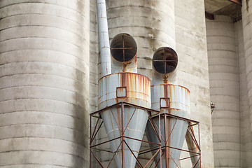 Image showing Large farm  industrial silos 