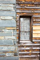 Image showing restored historic wood house in the uwharrie mountains forest