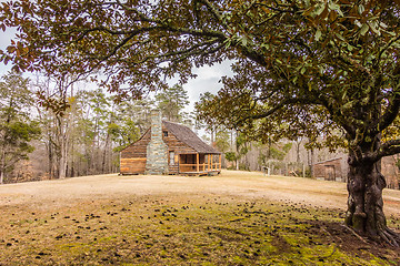 Image showing restored historic wood house in the uwharrie mountains forest