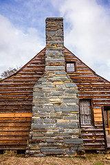 Image showing restored historic wood house in the uwharrie mountains forest