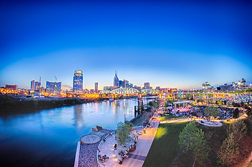 Image showing Nashville Tennessee downtown skyline at Shelby Street Bridge