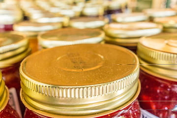 Image showing lid tops closeup of mason jars