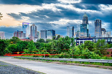 Image showing Downtown of Charlotte  North Carolina skyline with dramatic sky