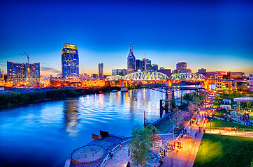 Image showing Nashville Tennessee downtown skyline at Shelby Street Bridge