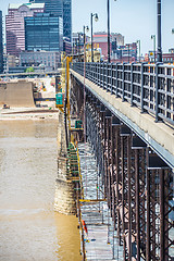 Image showing Bridge maintenance  with scaffolding  on site