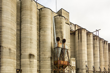 Image showing Large farm  industrial silos 