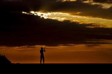 Image showing take a photo in the sunset