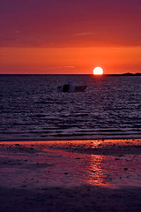 Image showing boat in madagascar\'s sunset