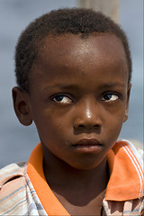 Image showing sad little boy in zanzibar