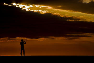 Image showing photo of a photographer in the sunset in madagascar