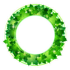 Image showing Fresh green leaves vector border.