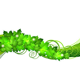 Image showing Nature background with green fresh leaves . 