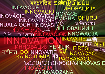 Image showing Innovation multilanguage wordcloud background concept glowing