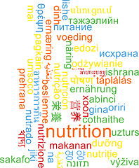Image showing Nutrition multilanguage wordcloud background concept