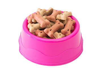 Image showing Dog biscuits in a bowl