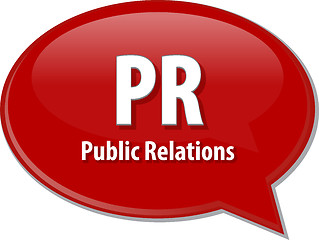 Image showing PR acronym word speech bubble illustration