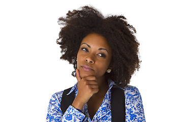 Image showing Thoughtful african amercan woman