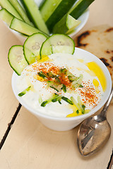 Image showing Arab middle east goat yogurt and cucumber salad 