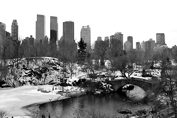 Image showing Gapstow bridge and upper west side in black and white