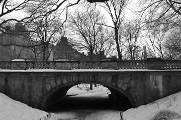 Image showing Bridge in Central Park under the Snow