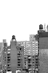 Image showing Water towers in black and white