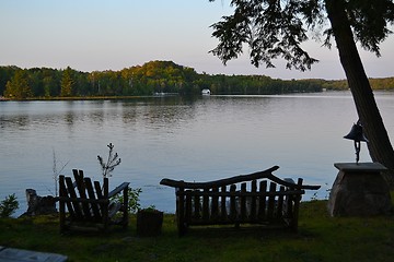 Image showing Bench by a lake