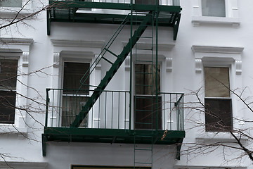 Image showing Green fire escape
