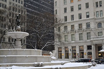 Image showing Pulitzer Fountain under the snow