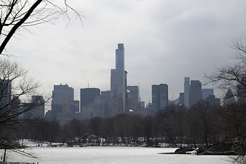 Image showing Midtown in winter from Central Park by and frozen podn