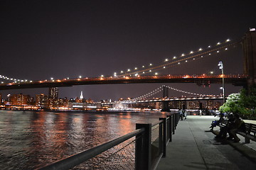 Image showing NYC bridges at night