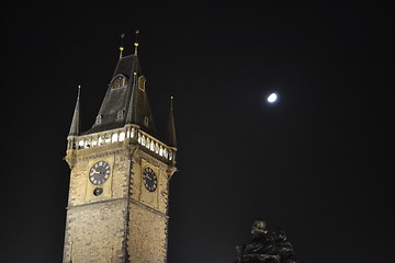 Image showing Prague\'s Old Town City Hall at night