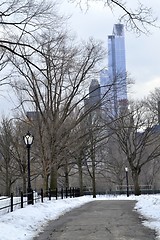 Image showing Path between the snow in Central Park