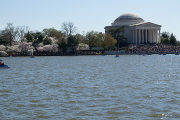 Image showing Thomas Jefferson Memorial by the flowers