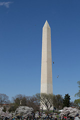 Image showing Flying around the Washington Memorial