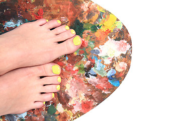 Image showing women feet and colors (pedicure background)