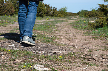 Image showing Walking at a winding footpath