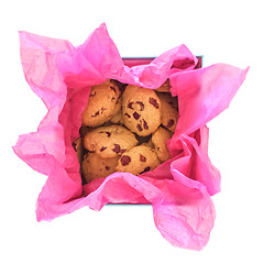 Image showing Cookies in a gift box on white background