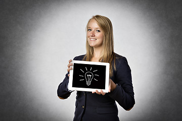 Image showing businesswoman with tablet computer