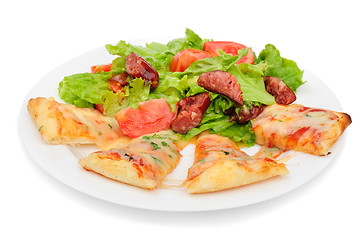 Image showing Pizza slices and salad