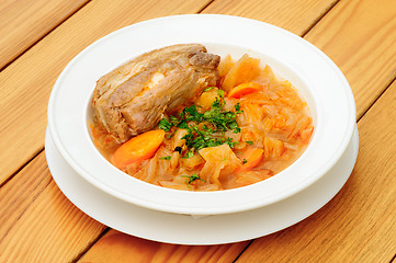 Image showing Stewed cabbage with pork meat
